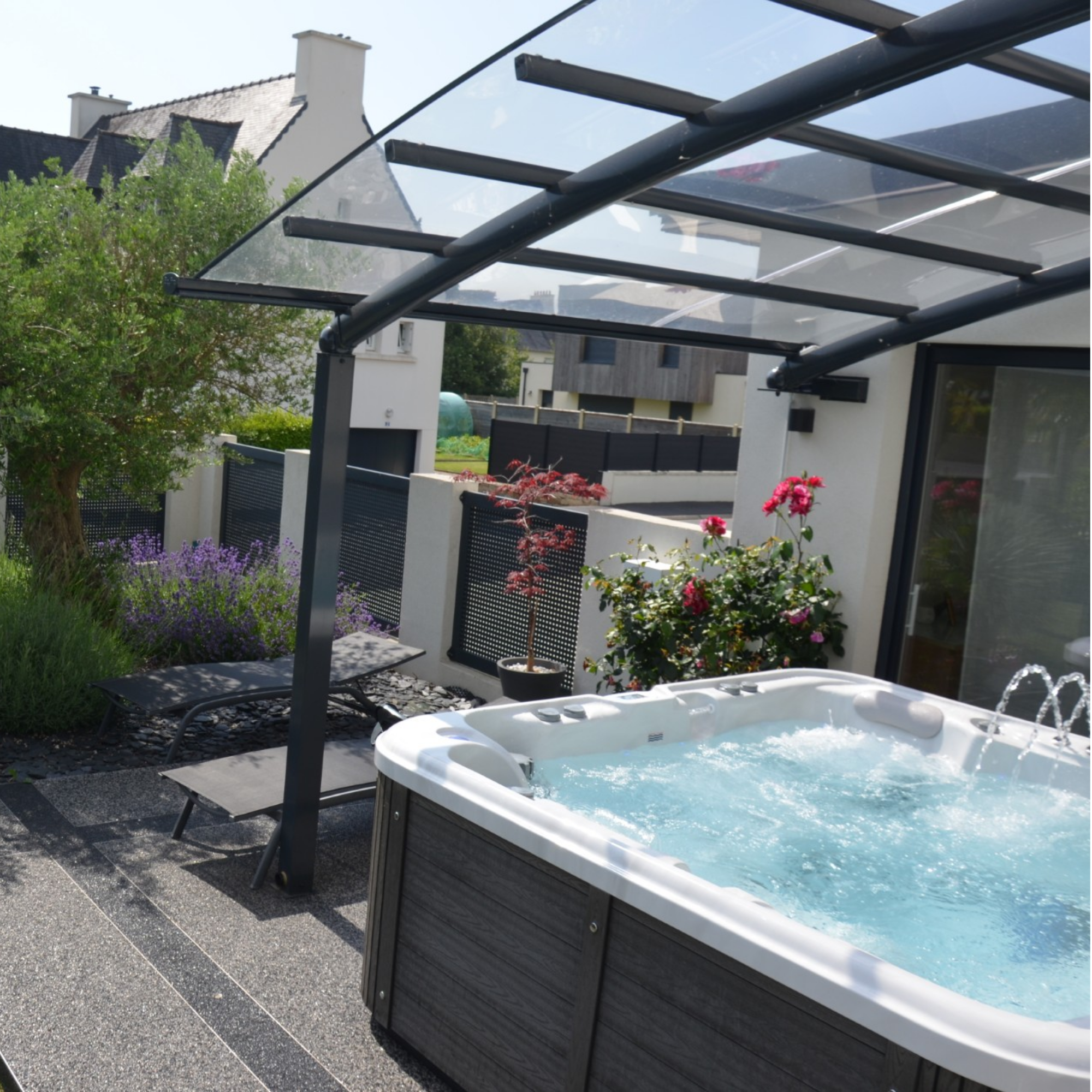 Terrasse moderne avec abri aluminium